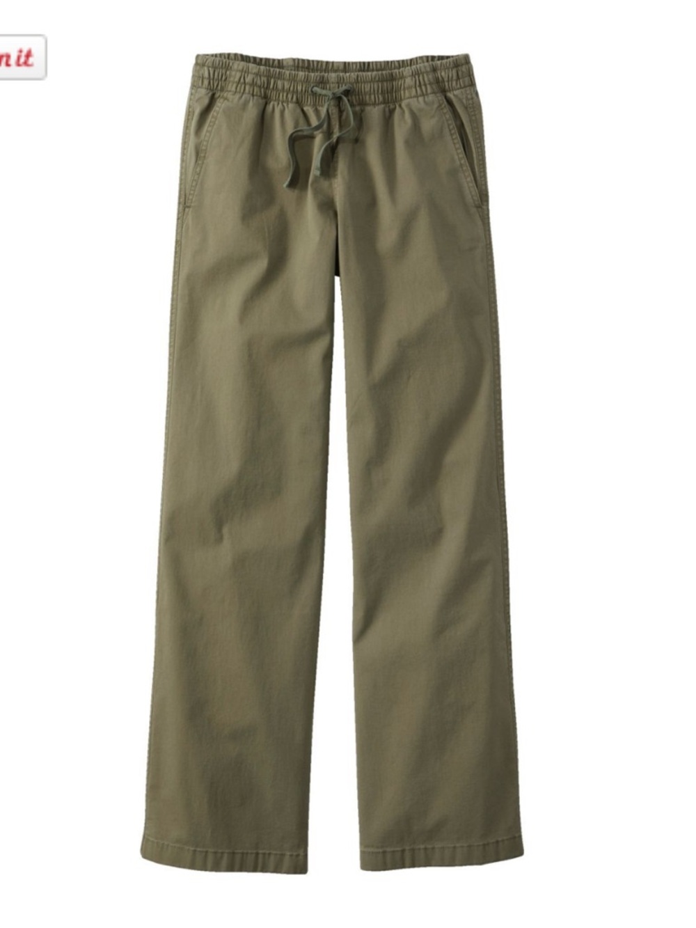 LL Bean Lakewashed Pull-on Chinos, Mid-Rise Wide-Leg